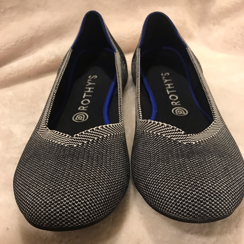 Rothy’s Retired White & Black Birdseye Flat size 10